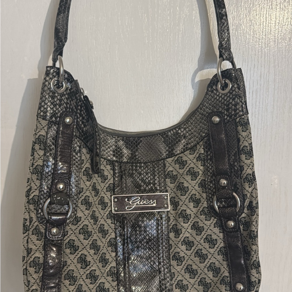 GUESS Black and Gray Logo Shoulder Bag